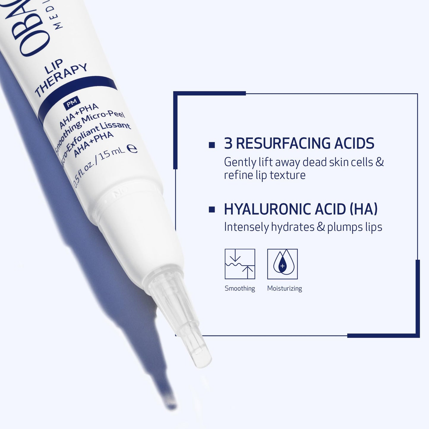 Obagi Lip Therapy AHA+PHA Smoothing Micro-Peel with Hyaluronic Acid – Overnight Mask Treatment Exfoliates, Plumps & Moisturizes Dry Lips for a Fuller, Smoother, More Youthful Appearance – .5 oz