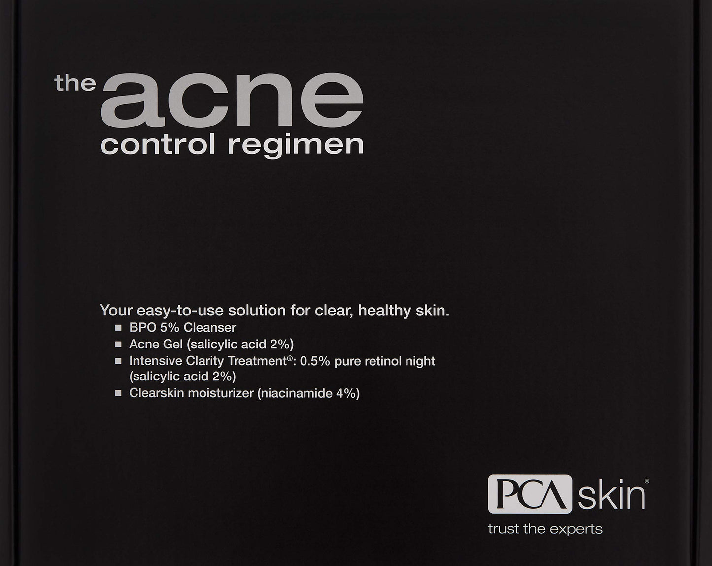 PCA SKIN The Acne Control Skin Care Set (Kit Includes BPO Facial Cleanser, Niacinamide Face Cream, Salicylic Acid Acne Gel, Retinol Treatment)