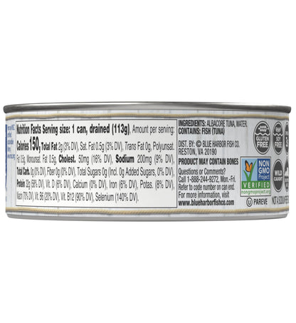 Blue Harbor Fish Co. Wild Albacore Solid White Tuna in Water No Salt Added - 4.6 oz Can (Pack of 12)