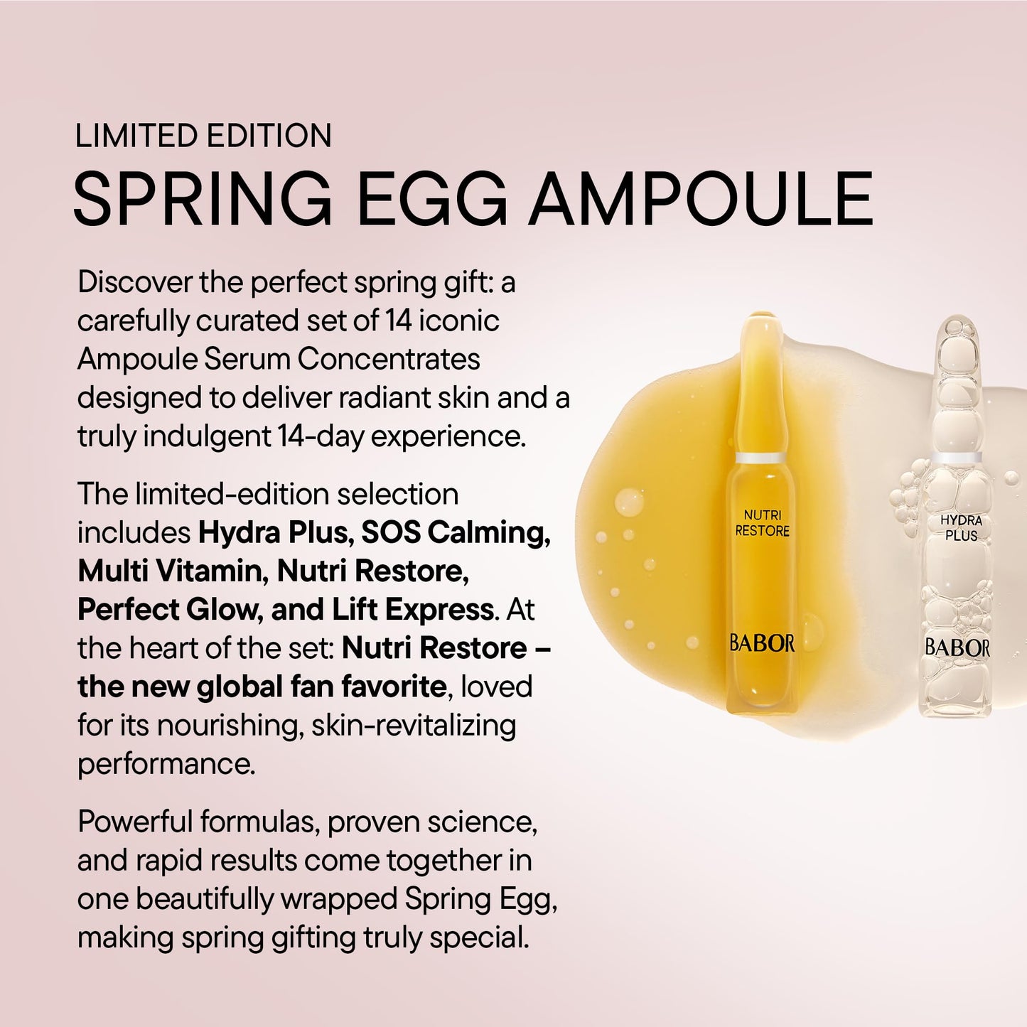 BABOR Spring Egg Ampoule Concentrates Set – 14 Day Hydration & Glow Treatment, Hyaluronic Acid + Vitamin Ampoules for Radiant, Firm, Smooth Skin | Limited Edition Skincare Gift Set 14 x 2 ml