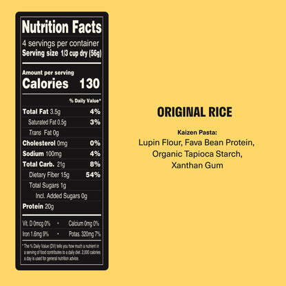 Kaizen Low Carb Keto Rice - Gluten-Free, High Protein (20g), Keto Friendly, Plant Based, Made with High Fiber Lupin Flour - 8 ounces (Pack of 3)