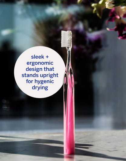 Supersmile Crystal Collection Toothbrush - Whitening Tooth Brush w/Ergonomic Handle - Patented 45° Soft Nylon Bristle Tooth Brushes for Adults & Children