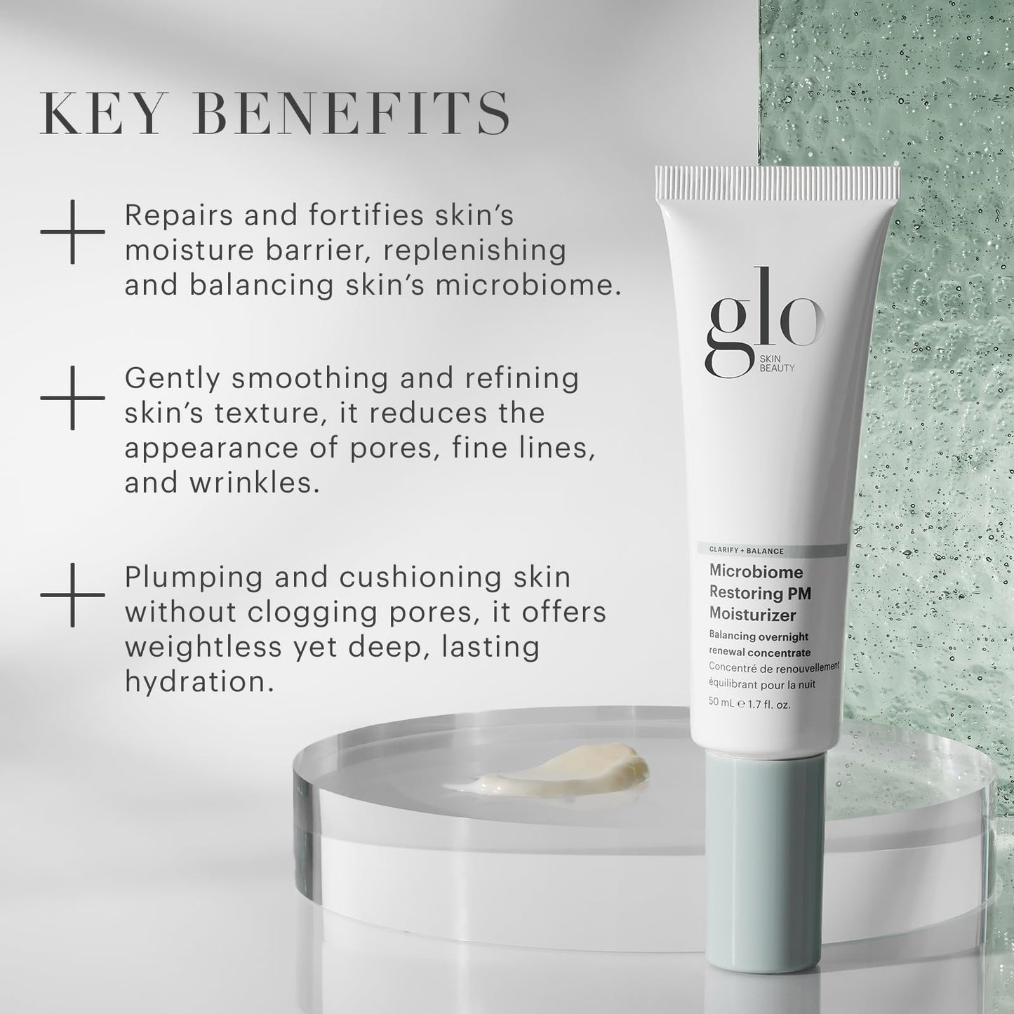 Glo Skin Beauty Microbiome Restoring PM Moisturizer – Oil Free Nighttime Gel-Cream for Acne-Prone Oily Skin, Repairs Skin’s Moisture Barrier, Reduces the Appearance of Pores, Fine Lines & Wrinkles