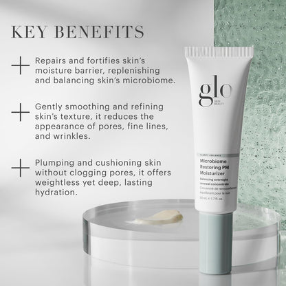 Glo Skin Beauty Microbiome Restoring PM Moisturizer – Oil Free Nighttime Gel-Cream for Acne-Prone Oily Skin, Repairs Skin’s Moisture Barrier, Reduces the Appearance of Pores, Fine Lines & Wrinkles