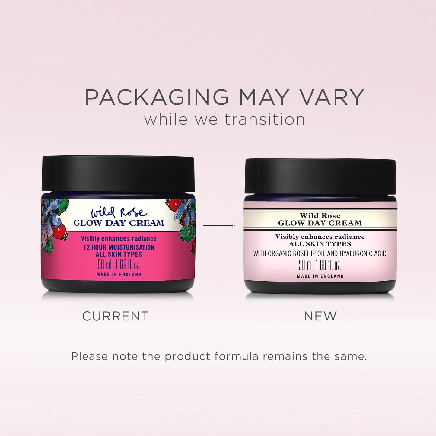 Neal's Yard Wild Rose Glow Day Cream, Hydrating & Revitalizing with Hyaluronic Acid, Moisturizes, Smooths & Plumps, 50 mL