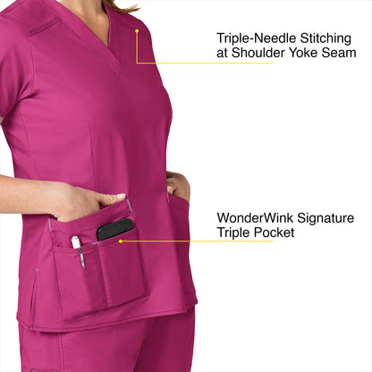 WonderWink Women's Wonderflex Verity Scrub Top, Hot Pink, Medium