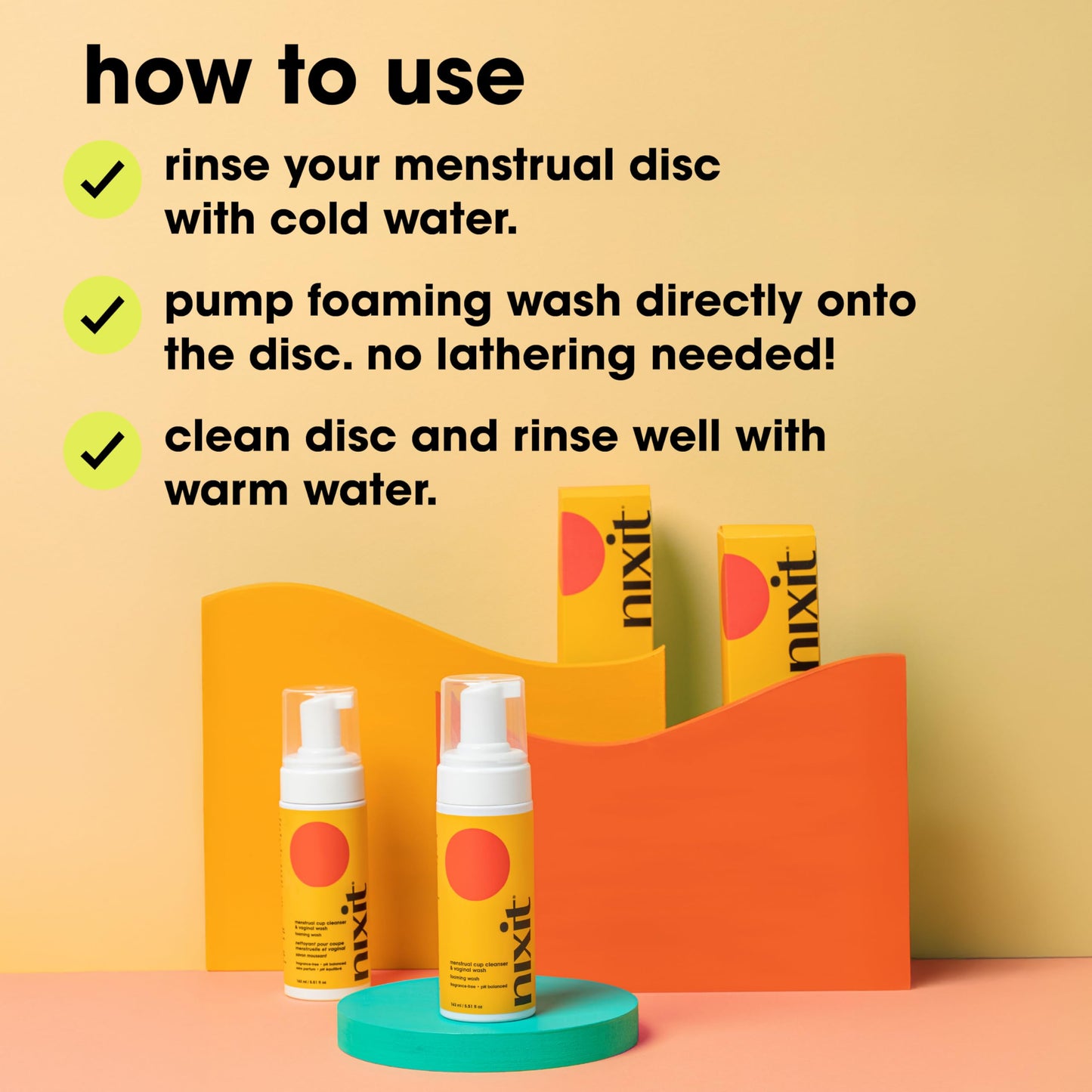 nixit Menstrual Cup Cleaner & Vaginal Wash – pH-Balanced, Fragrance-Free Feminine Wash for Menstrual Cup & Disc – Gentle Foaming Cleanser for Sensitive Skin – Paraben & Sulphate-Free – (5.4 fl oz)