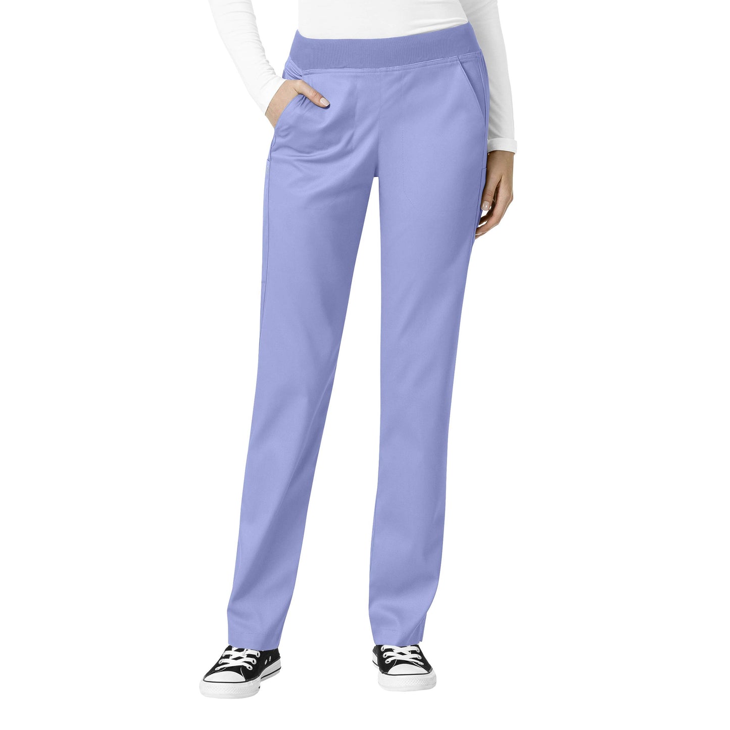 WonderWink Women's Knit Waist Cargo Scrub Pant, Ceil Blue, S