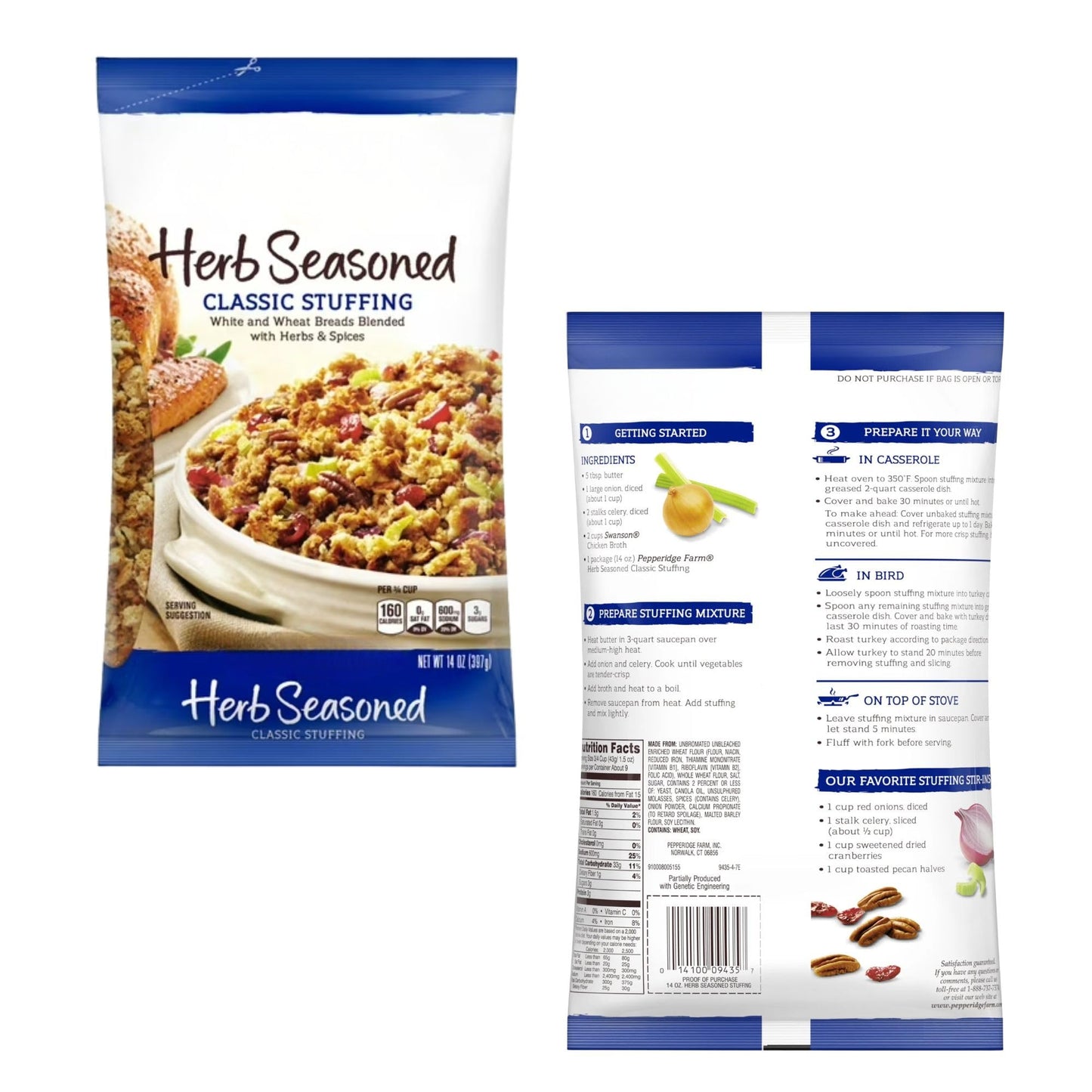 Pepperidge Farm Herb Seasoned Stuffing 3 pk,14oz each,total 42 oz
