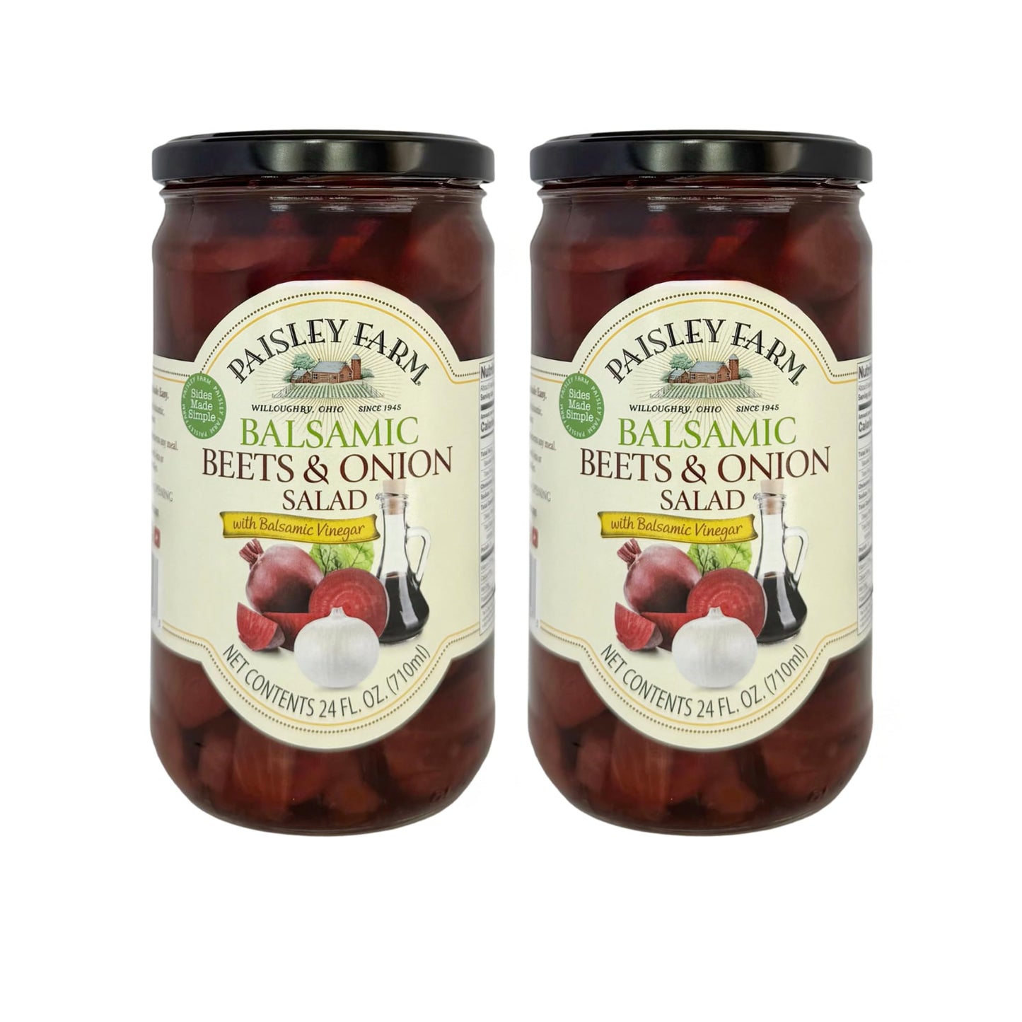 Paisley Farm Balsamic Beets & Onion Salad 2-Pack – Sweet & Savory Pickled Beets with Onions in Balsamic Vinegar – Ready-to-Serve Gourmet Side Dish – 24 oz Jars