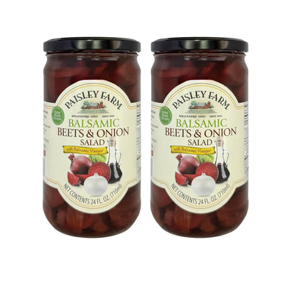 Paisley Farm Balsamic Beets & Onion Salad 2-Pack – Sweet & Savory Pickled Beets with Onions in Balsamic Vinegar – Ready-to-Serve Gourmet Side Dish – 24 oz Jars