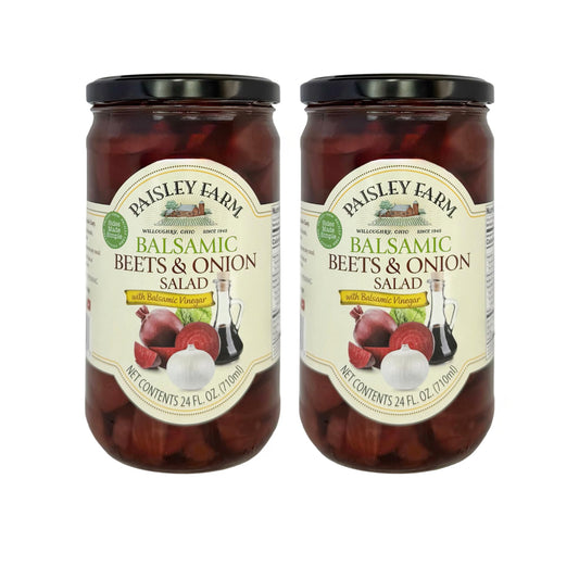 Paisley Farm Balsamic Beets & Onion Salad 2-Pack – Sweet & Savory Pickled Beets with Onions in Balsamic Vinegar – Ready-to-Serve Gourmet Side Dish – 24 oz Jars