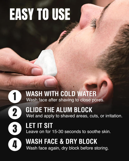 Gentleman Jon 3.7 Ounce Alum Block in Plastic Case - Upgrade Your Shave - Soothing Aftershave Solution for Shaving Razor Burn Relief - Travel Friendly Durable Plastic Case Included, Aftershave for Men