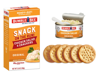 Bumble Bee Snack On The Run! Protein Snack Pack - Original Chicken Salad with Crackers - 10g Protein per Box - Ready to Eat Easy-Open Canned Chicken Salad (Pack of 3)