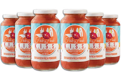 San Marzano Tomato Pasta Sauce by Frik & Frak, 6-Pack, No Sugar Added, No Preservatives, Gluten Free, 36 Month Shelf Life, Artisan Small Batch Crafted Pasta Sauces, K.I.S.S. Sauce, 24 Oz Jars