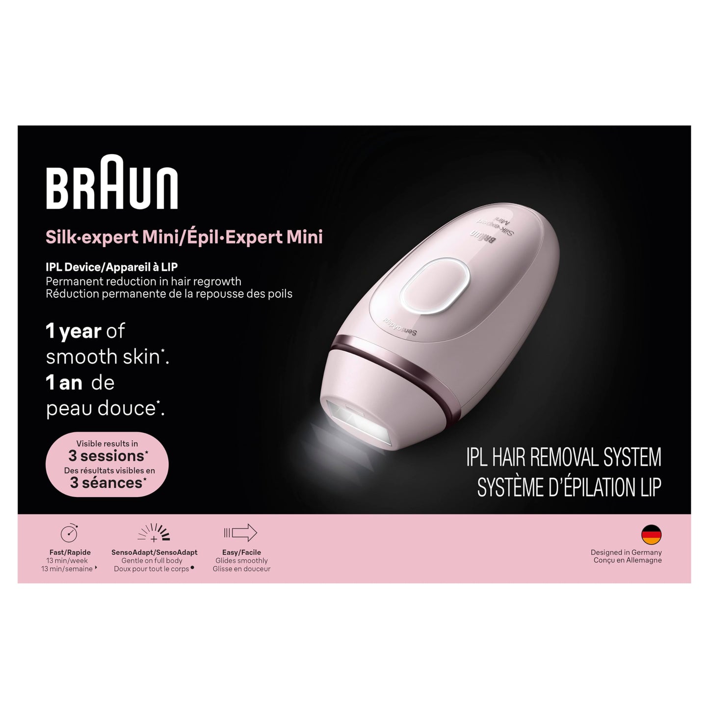Braun IPL Mini, Silk·Expert Mini, IPL Hair Removal for Women and Men, Permanent Laser Hair Reduction At-Home, IPL1111