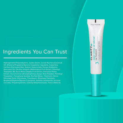 ClarityRx Daily Dose of Water Lip Treatment, Hydrating Hyaluronic Acid Lip Booster, Plant-Based & Natural (0.4 oz)