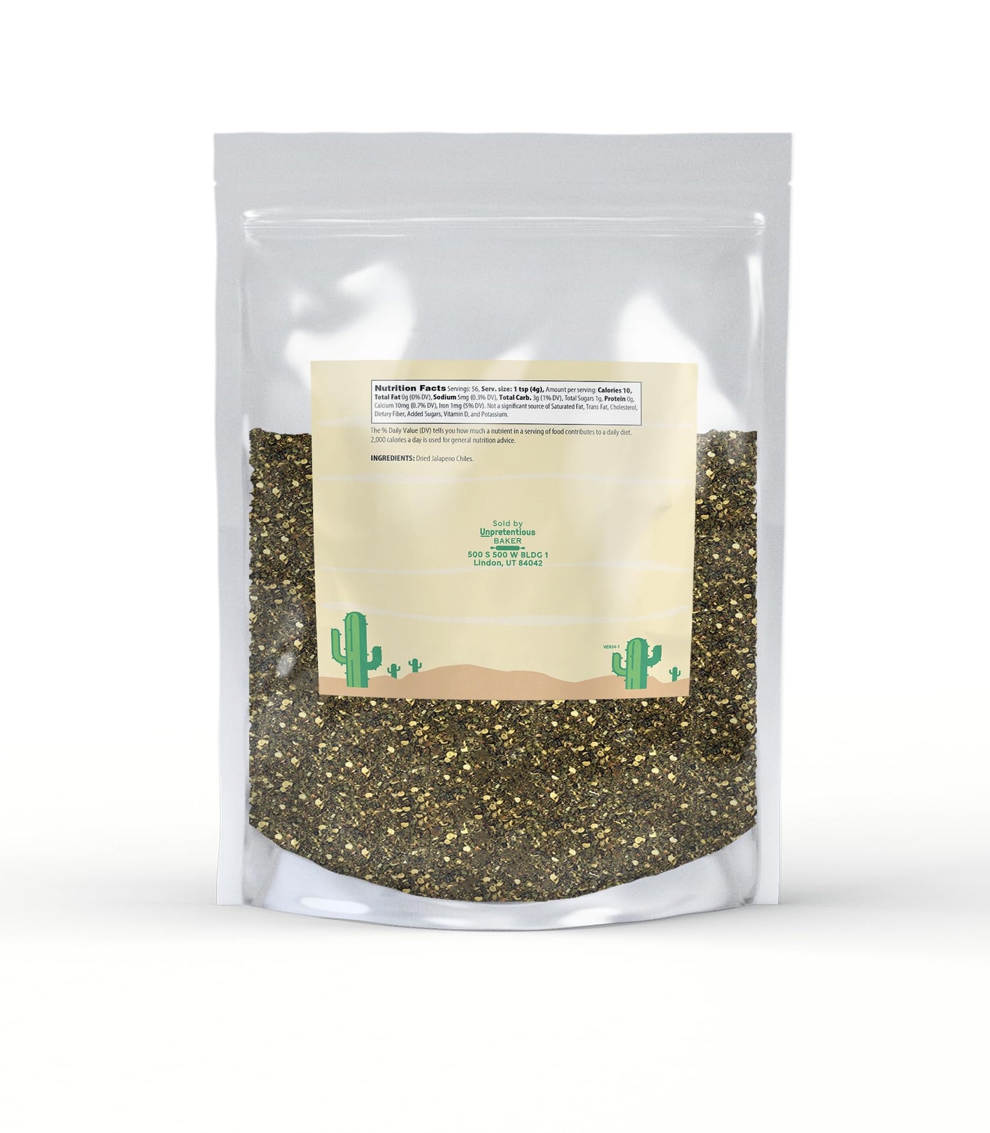 Unpretentious Dried Diced Jalapeno, 8 oz, Mild to Medium Heat, 5,000 to 15,000 SHU, Southwestern Cuisine