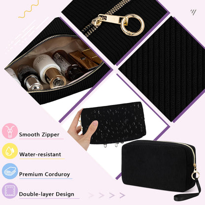 Tampon Holder for Purse, Corduroy Period Bag Sanitary Napkin Storage Bag for Girls Womens, Portable Feminine Emergency Pad Period Pouch(Black)