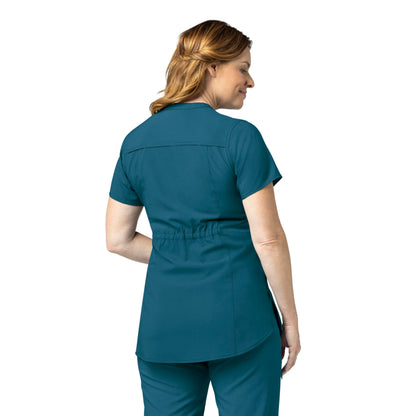 Carhartt Cross-Flex Scrubs for Women, Henley Tunic Scrub Top - Caribbean Blue, XS
