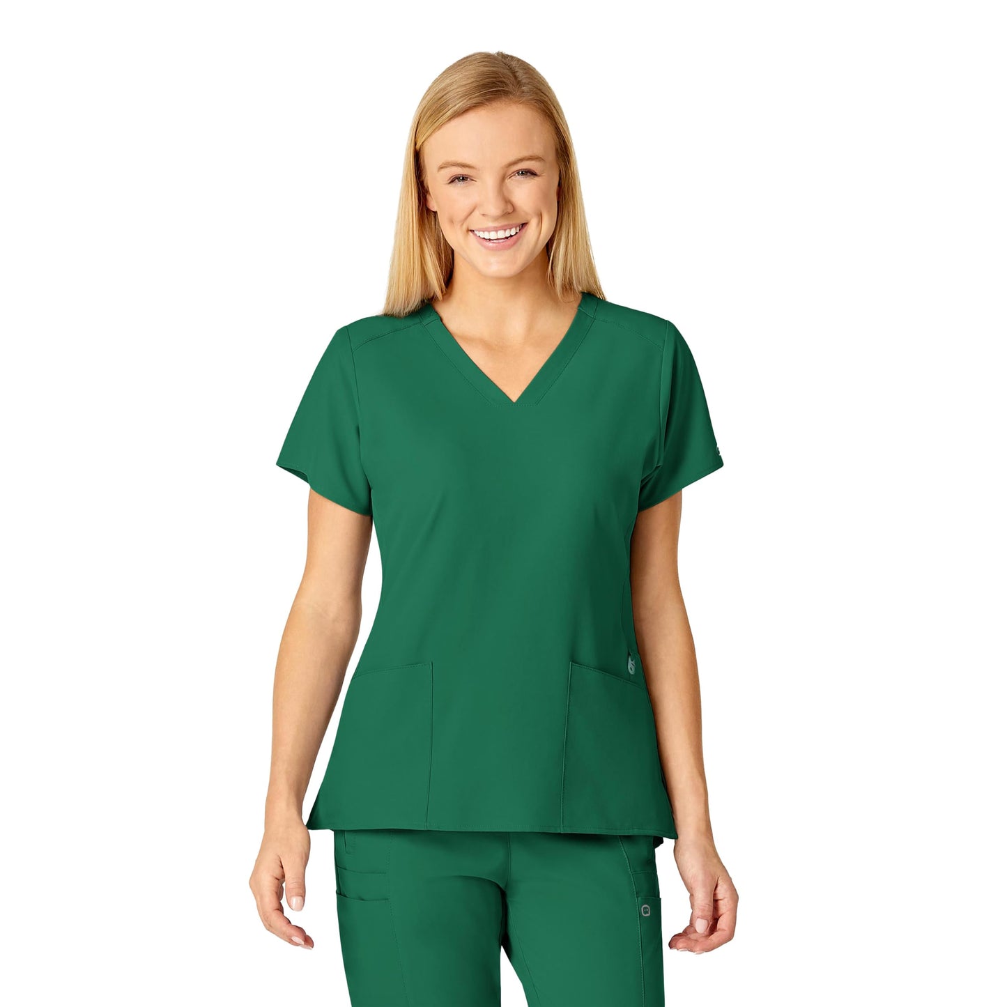WonderWink Womens Flex Back V-Neck Top Medical Scrubs, Hunter Green, X-Small US