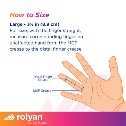 Rolyan Sof-Stretch Finger Extension Splint, Large, White, Finger Brace with Adjustable Fit, Latex-Free Finger Support for PIP Joint Extension, Boutonniere Deformity, Trigger Finger, and Edema