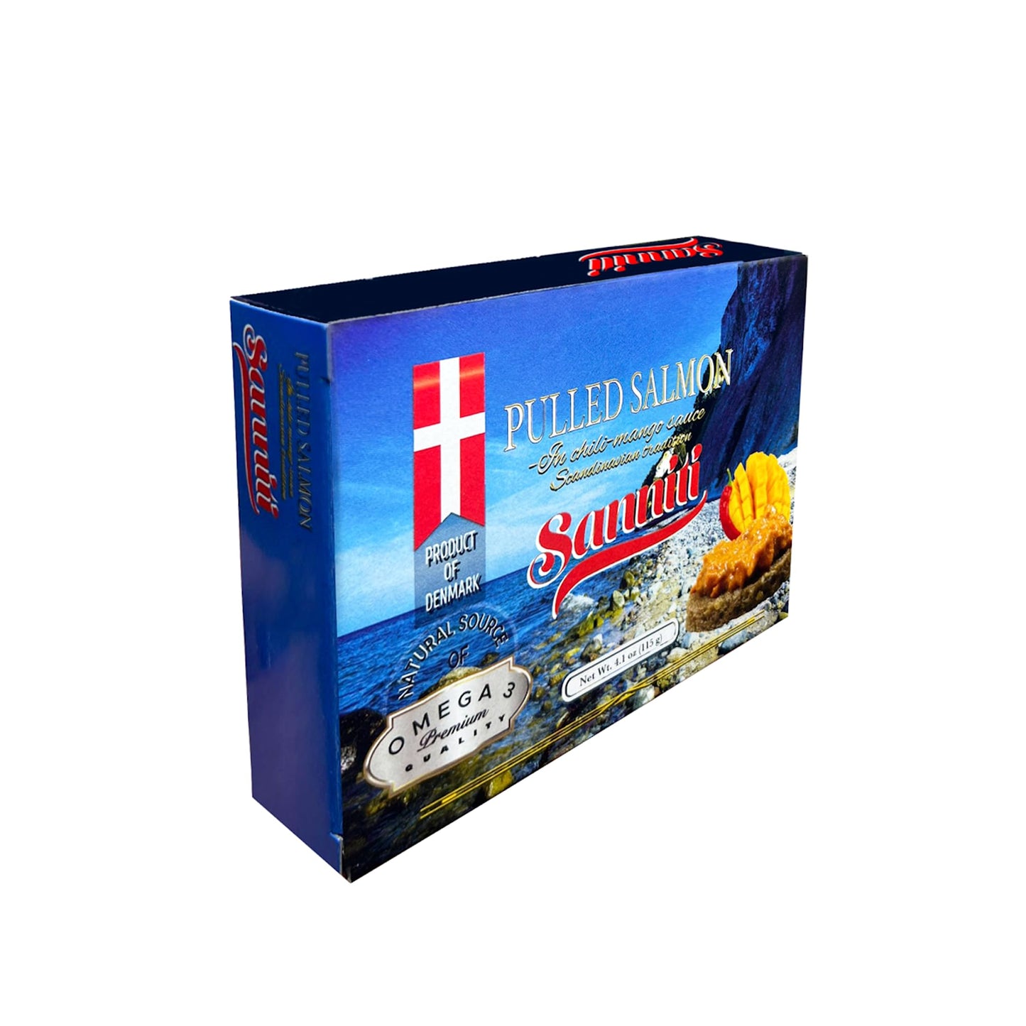 Sanniti Pulled Salmon in Chili Mango Sauce | Natural Source of Omega 3 | Ready to eat, 4.1 oz (Pack of 2)