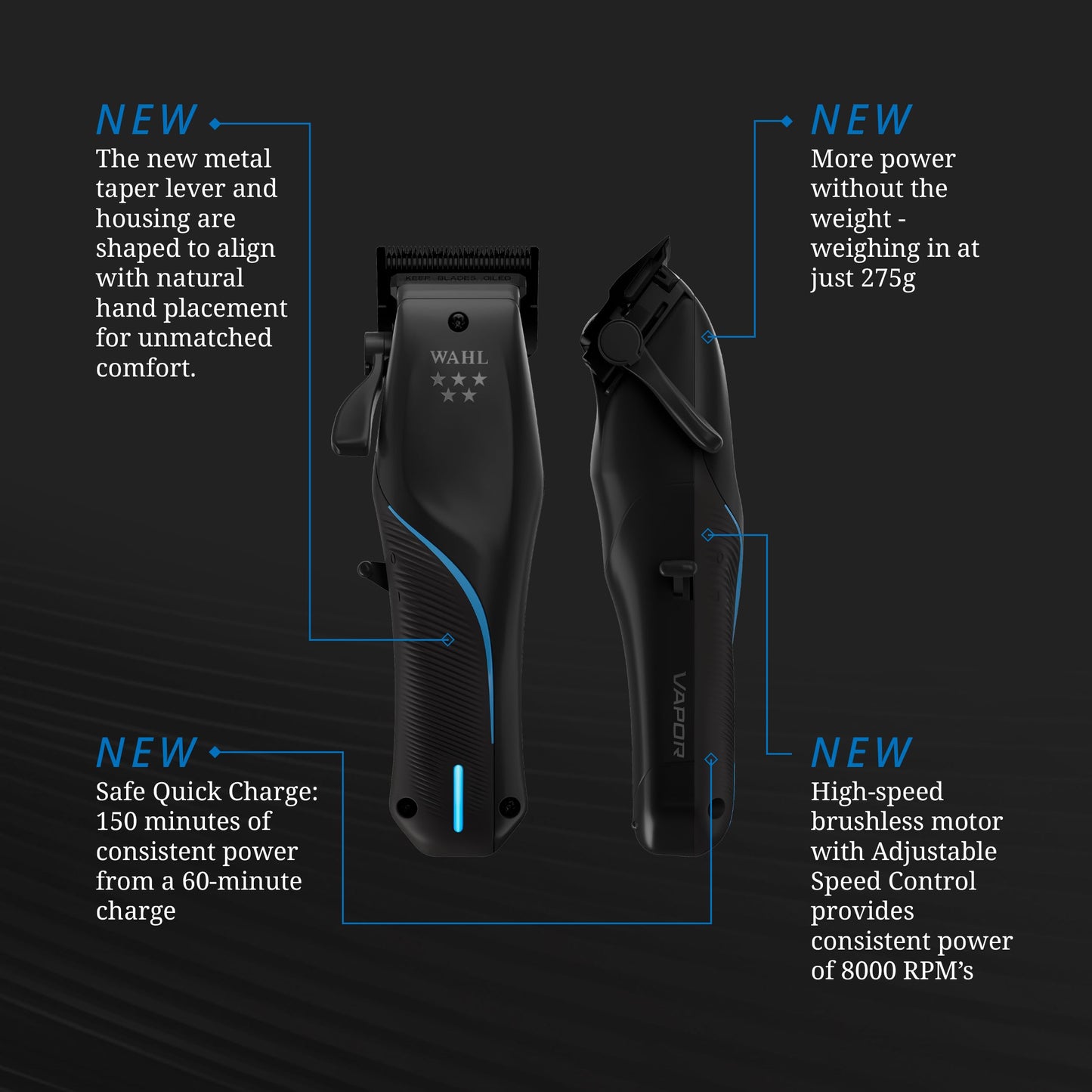 Wahl Professional 5-Star Vapor Clipper with F32 Fadeout Adjustable Balding Blade, Adaptable Speed Control, Cord/Cordless