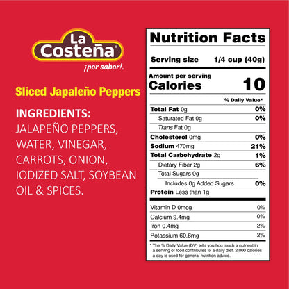 La Costeña Sliced Jalapeno Peppers - Pickled Jalapenos - Jalapeno Pepper - Hot Peppers for Mexican Food, Guacamole, Spicy Nacho & Taco Toppings, Enchiladas & Salsa - 28oz, 1 Pack Canned Jalapenos