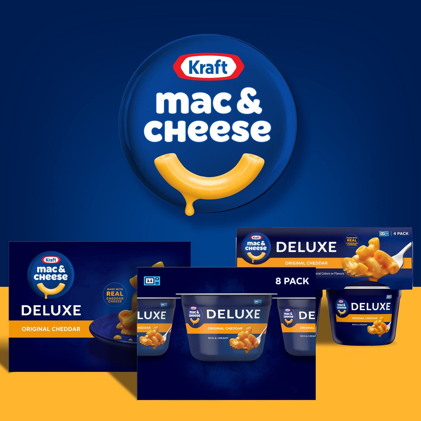 Kraft Deluxe Mac and Cheese, 8 Cups, for Easy Dinner or Dinner Sides, Original Flavor, No Artificial Flavors or Dyes, 2.39 oz