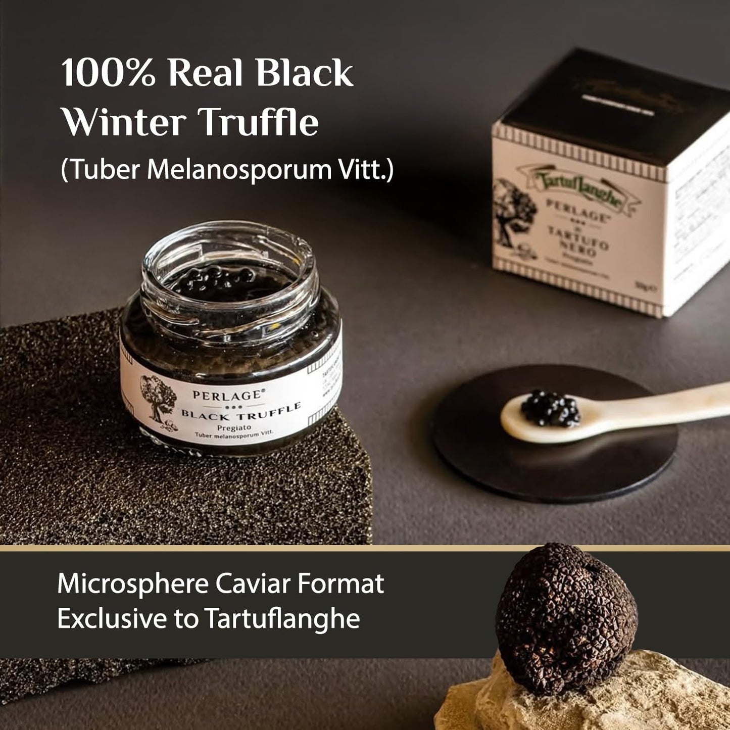 TartufLanghe Black Truffle Caviar Pearls – Luxury Italian Truffle Pearls, Perfect for Enhancing Dishes, Gourmet Gift, Imported From Italy – 50g Jar, 1.76 oz