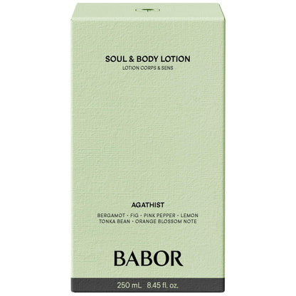 BABOR Soul & Body Lotion Agathist, Quick-Absorbing, Light Body Care, Invigorating Skin Milk, Body Cream for Dry Skin, Skin Firming Moisturising Cream, with Vitamin B, Vegan, 250 ml