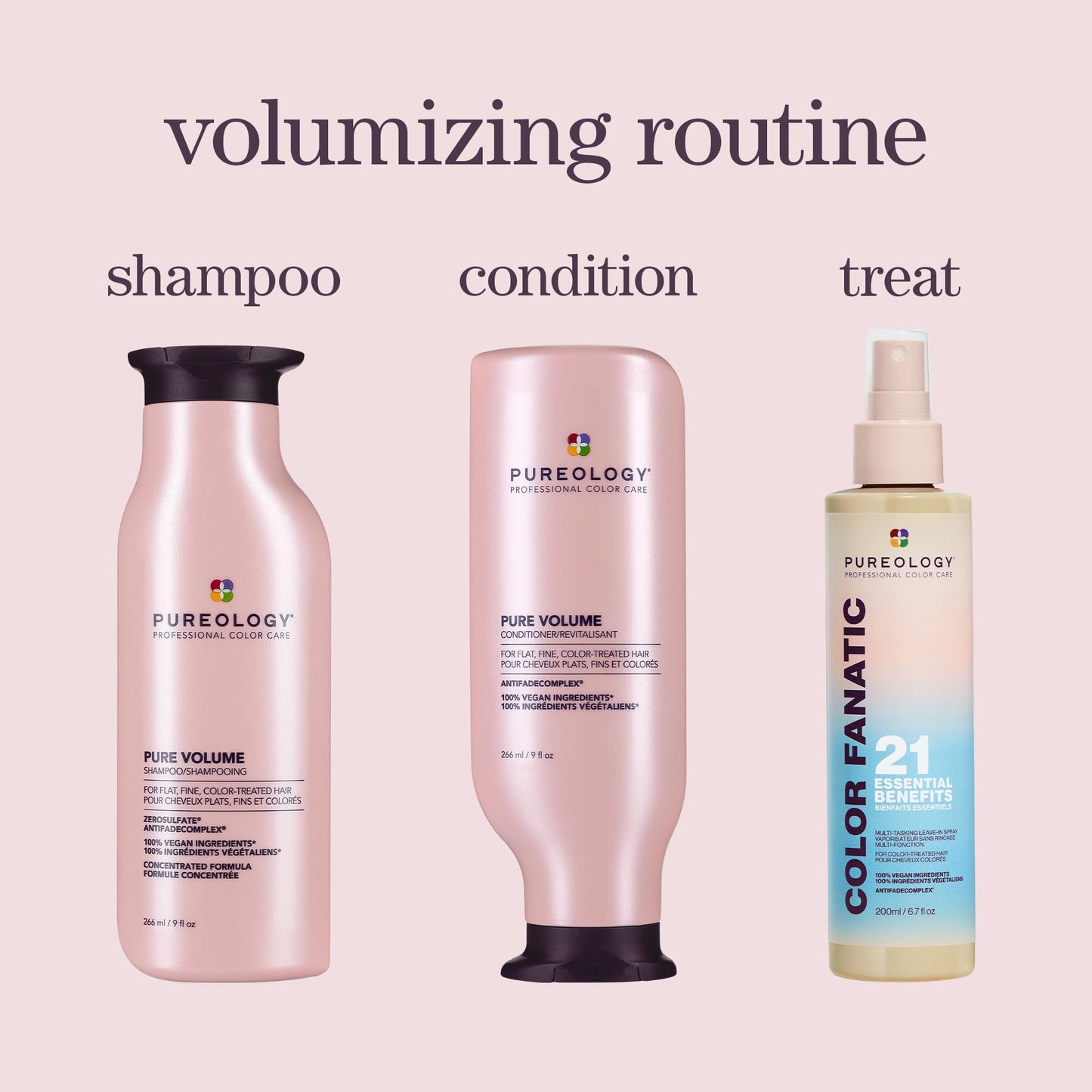 Pureology Pure Volume Shampoo - Enhances Volume and Movement, Lightweight Shampoo for Fine, Flat, Color Treated Hair, Sulfate-Free & Vegan