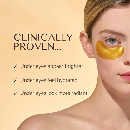 MZ SKIN Hydra-Bright Gold Eye Mask - Collagen-Infused Hydrogel Treatment for Puffiness, Dark Circles and Fine Lines, With Niacinamide, Hyaluronic Acid & Gold Nano Particles, Fragrance Free