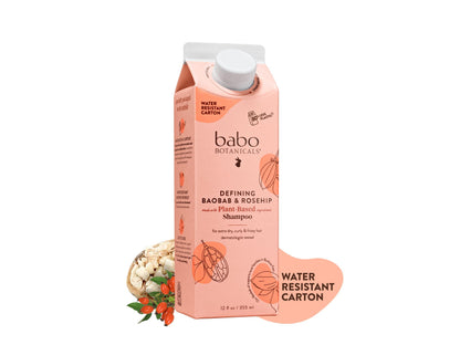 Babo Botanicals Defining Baobab & Rosehip Shampoo + Bundle with Conditioner – For extra dry, curly hair – Smooth & Define – Passion Fruit Ferment for scalp