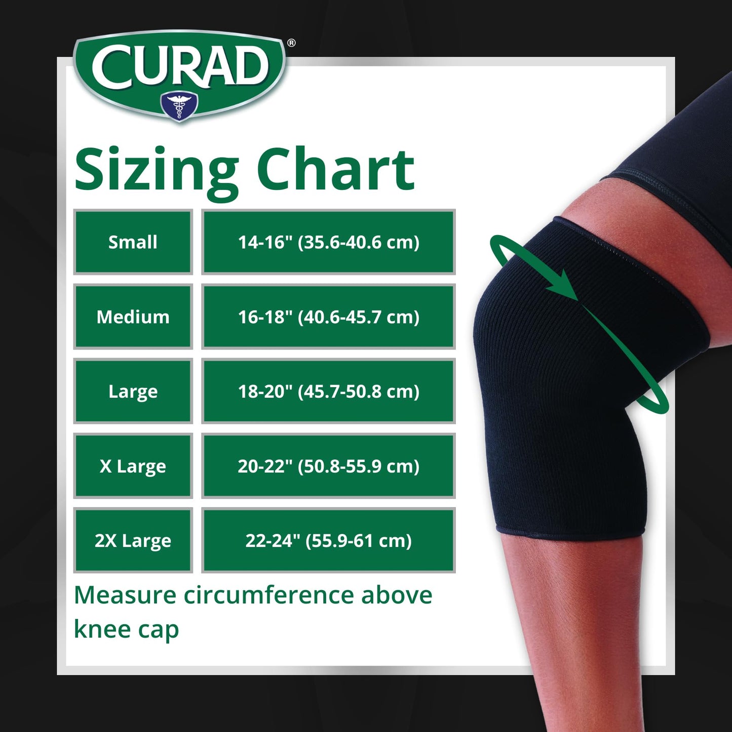CURAD Knee Support for Men & Women, Elastic, Pull-Over, Knee Brace for Running Knee Pain, Workout Sports Knee Brace, Black, Medium