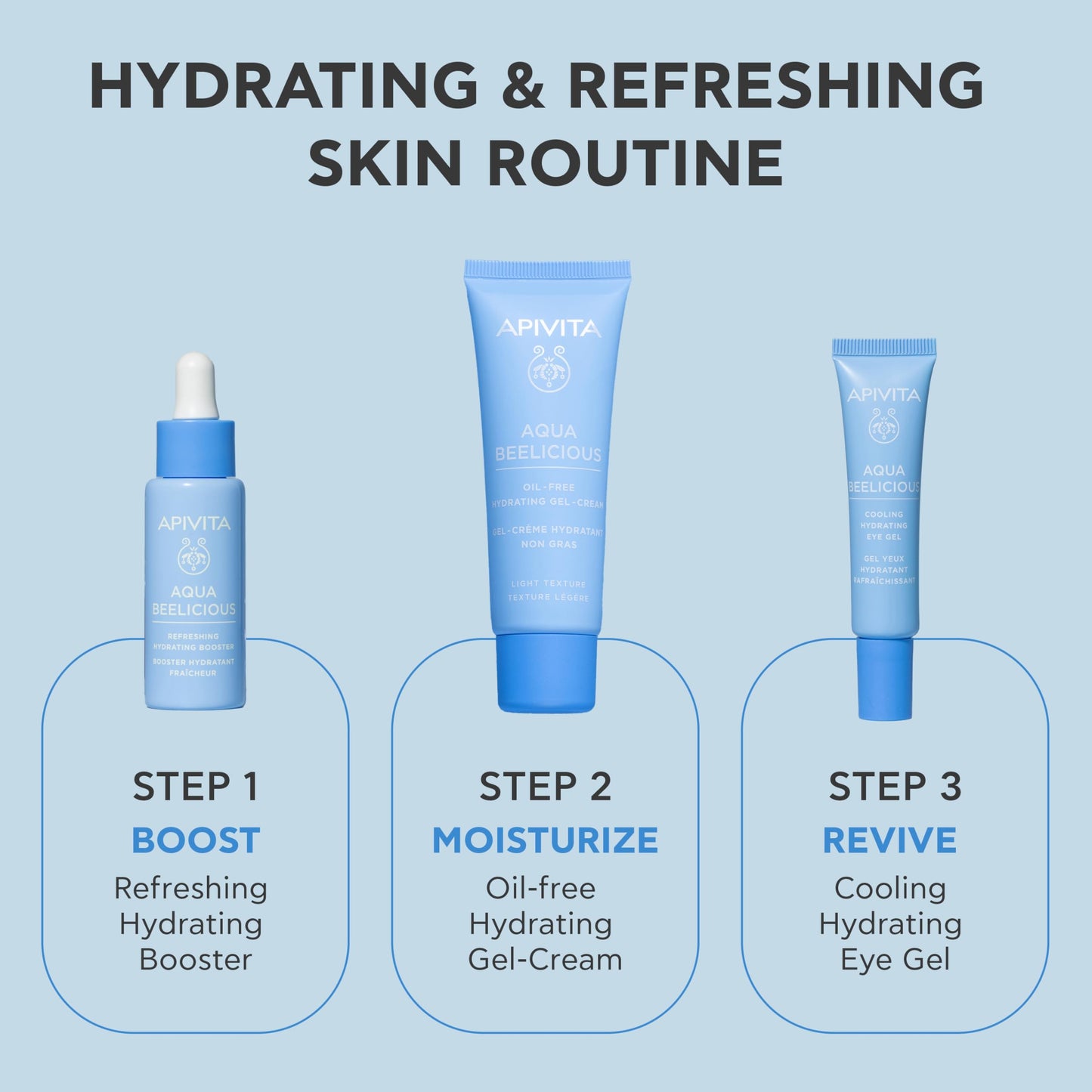 APIVITA Aqua Beelicious Hydrating Booster Serum | Hydrating, Soothing & Replenishing with Propolis, Honey, Hyaluronic Acid, Prebiotics & Flowers, 30 mL / 1 oz