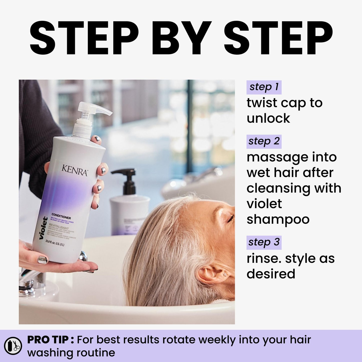 Violet Conditioner | Eliminates Brassy Tones | Purple Pigment + Deposit | Neutralizes Yellow | Moisturizes Processed Hair | Enhances Vibrancy of Blonde or Gray Hair | Color Safe