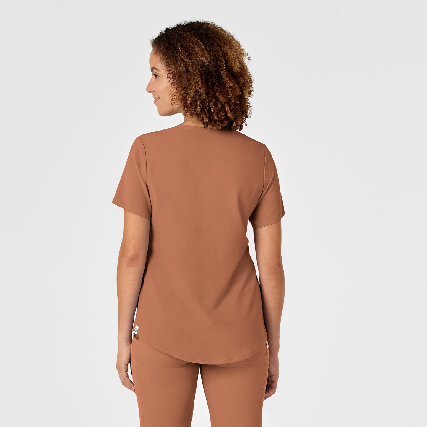 WonderWink Renew Women's V-Neck Scrub Top, Clay, 1X