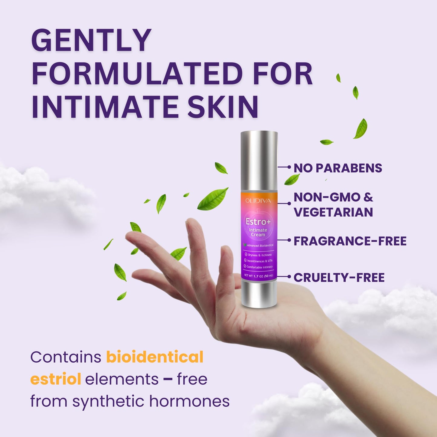 Bioidentical Estriol Cream for Women - Intimate Moisturizing Cream for Women - Menopause Relief for Vaginal Dryness & Vulva Itch – 50g / 1.76 oz (3 Month Supply)