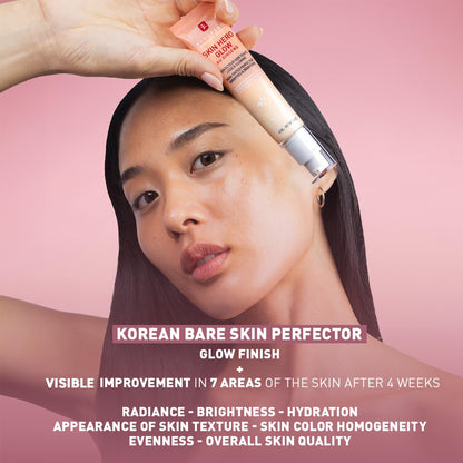 Erborian Skin Hero Glow, Non-Tinted Bare Perfector, Illuminates, Highlights, Hydrates, Smooths for Natural Radiant, Glass, Dewey Look, Korean Skincare