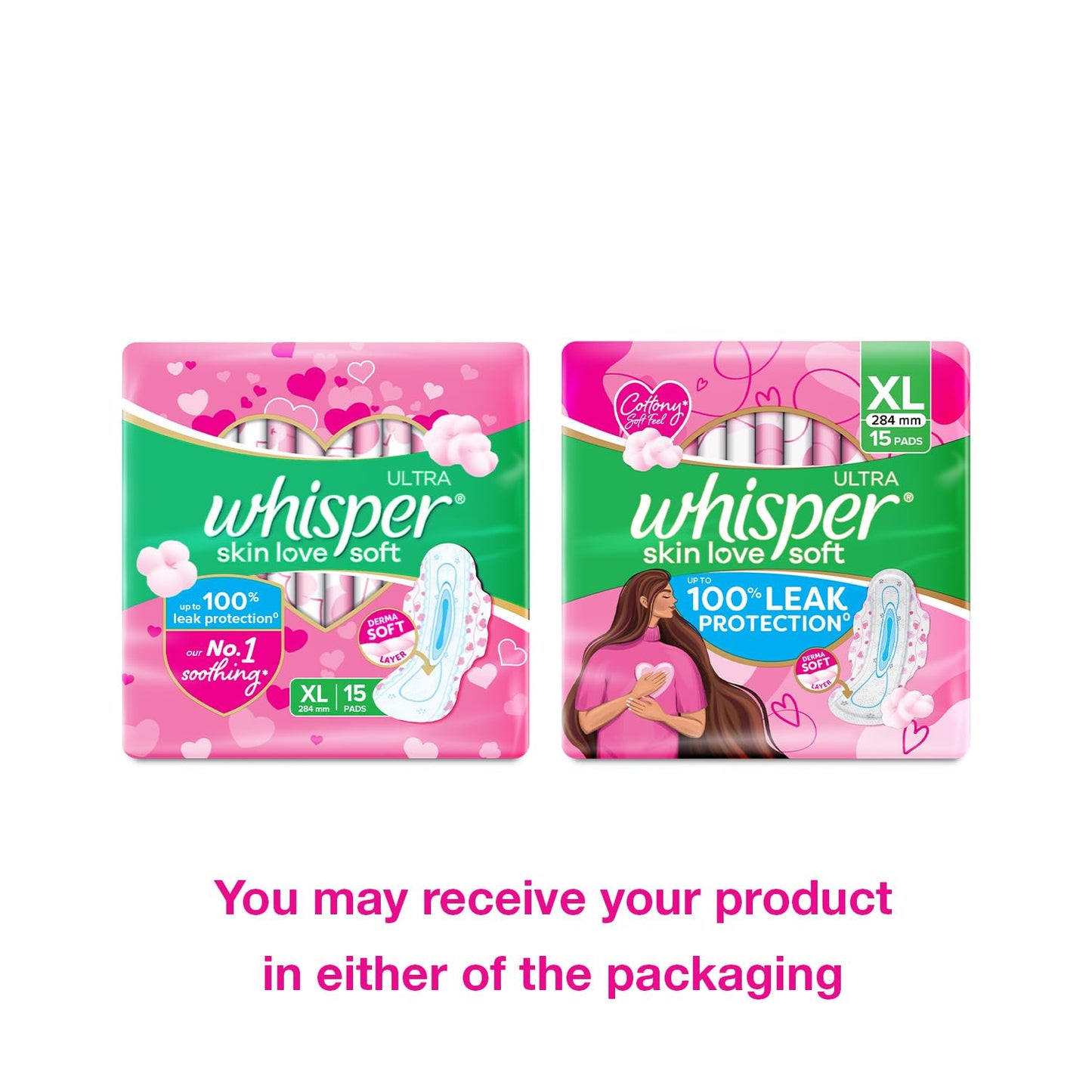 Whisper Ultra Soft Sanitary Pads - 15 Pieces (XL)
