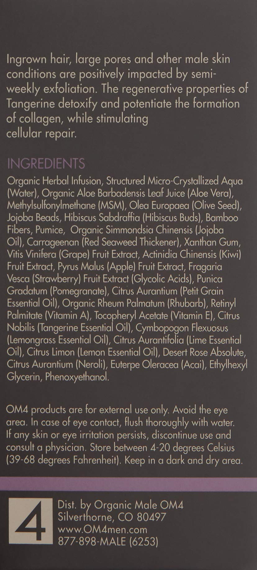 Organic Male OM4 Resurface: Citrus Bamboo Resurfacing Scrub - Mens Gentle Exfoliator Renews Hydrates Skin