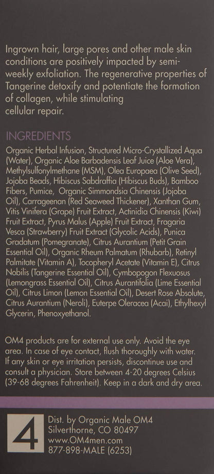 Organic Male OM4 Resurface: Citrus Bamboo Resurfacing Scrub - Mens Gentle Exfoliator Renews Hydrates Skin
