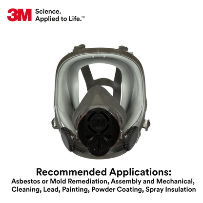 3M Full Facepiece Reusable Respirator 6700DIN, NIOSH, Respiratory Protection, Large Lens, ANSI, Lightweight, Silicone Faceseal, Cool Flow Valve, Easy Clean, Bayonet Connections, Cleaning, Sanding, S