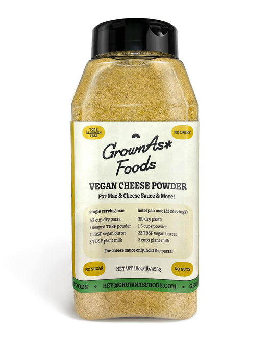 GrownAs Vegan Cheese Powder, 1 lb. - Dairy Free, Non-GMO Cheddar Seasoning for Vegan Mac & Cheese, Nachos, Organic, Non-Dairy, Sugar & Soy Free - Better Than Nutritional Yeast