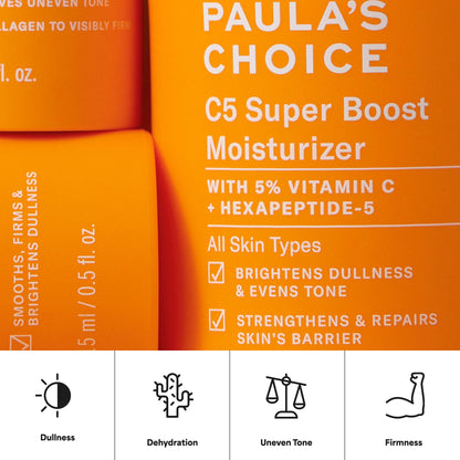 Paula's Choice C5 Super Boost Face Moisturizer with 5% Vitamin C & Squalane, Daily Face Lotion for Discoloration, Uneven Tone, Fine Lines & Breakout-Prone Skin, Fragrance-Free