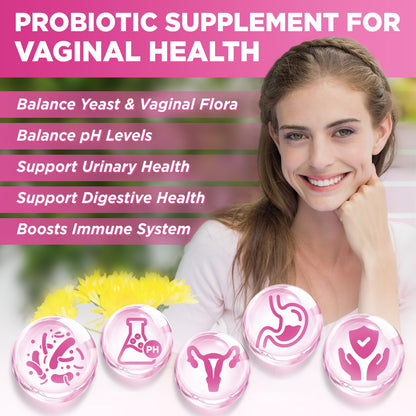Vaginal Probiotics Gummies for Women Balanced pH, 50 Billion CFUs for Feminine Vaginal odor & Flora, Cranberry, D-Mannose, Vitamin C for Yeast Balance & Immune Health, Sugar Free, Pineapple, 60 Chews