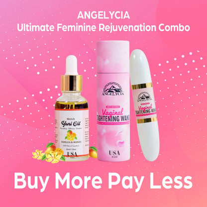 ANGELYCIA Ultimate Feminine Rejuvenation Combo, Virginity Wand and Feminine Yoni Detox Oil Vanilla&Mango, Vaginal Tightening Solution, Restores pH Balance for Women,