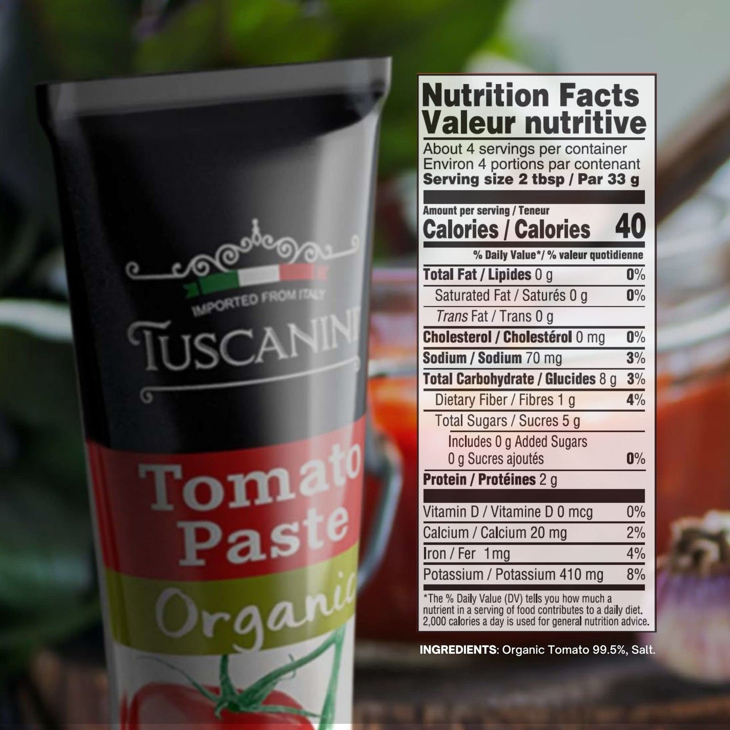 Tuscanini Organic Tomato Paste Tube 4.6oz (3 Pack) | Double Concentrated 100% Italian Tomatoes, All Natural, NON-GMO, Kosher
